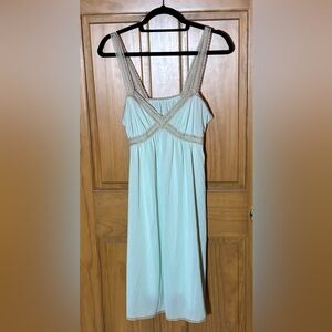 VTG Vanity Fair Lace Trim Mint Green Baby Doll Slip Dress Chemise Sz 34 Coquette